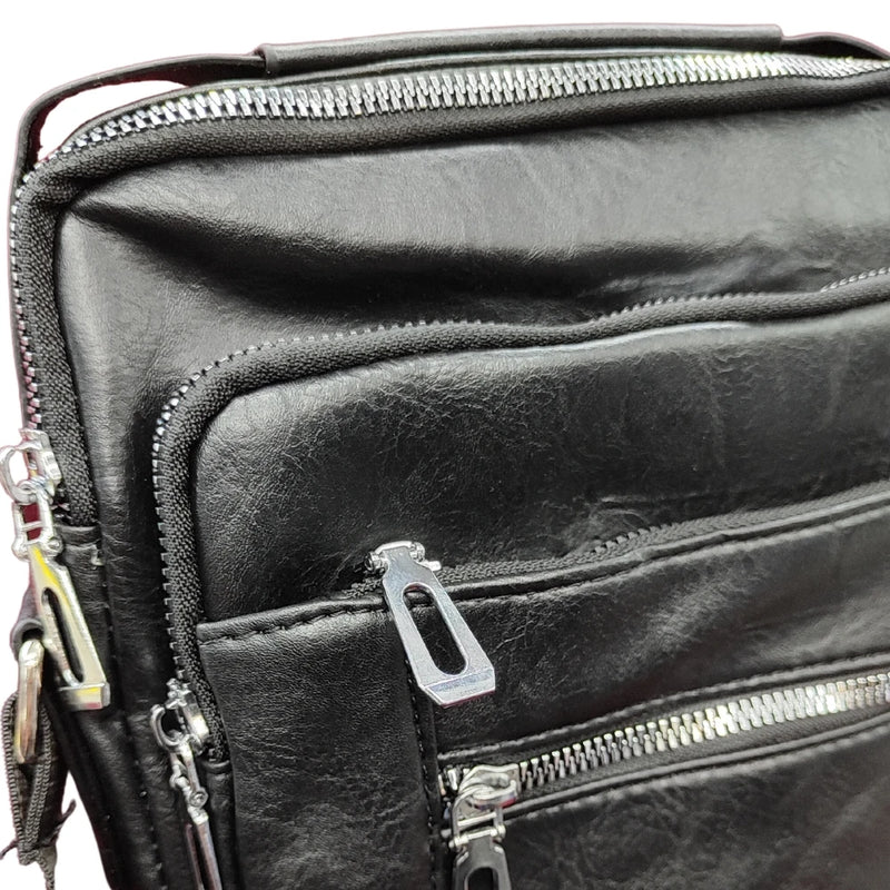 Mochila Bolsa de Couro Impermeável USB Espaçosa Reforçada