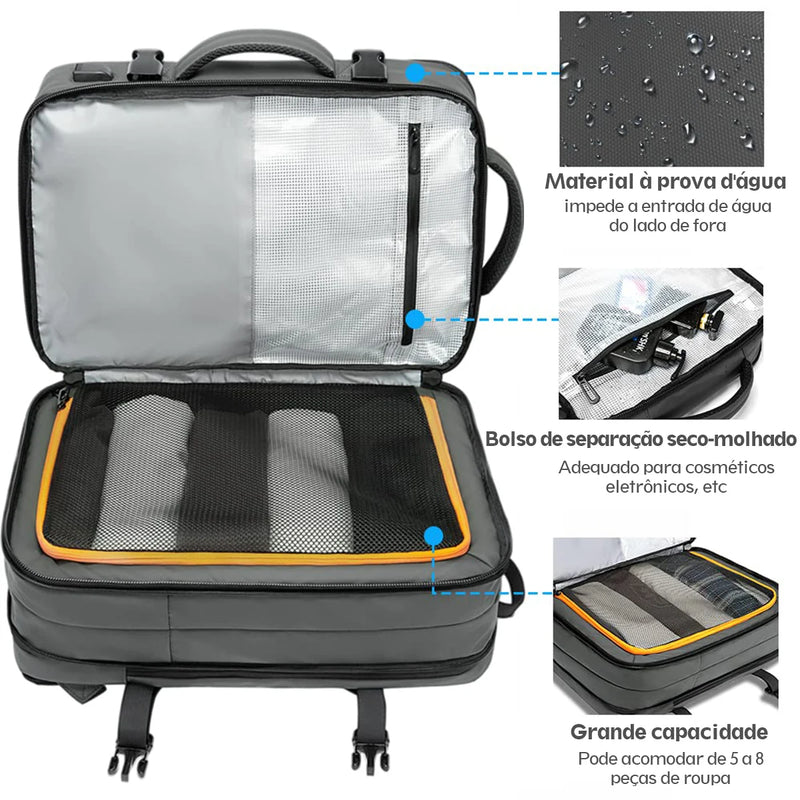 Mochila multifuncional de grande capacidade para laptop com carregamento USB