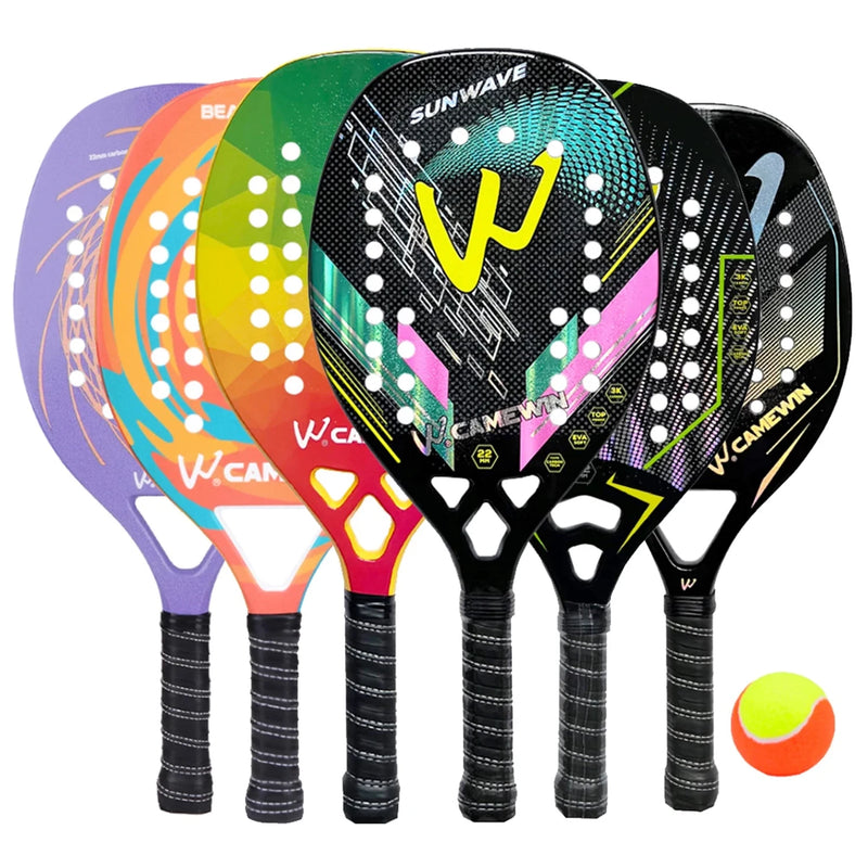 Raquete Beach Tennis Camewin Original Leve Fibra Carbono e Fibra de vidro Raquete Profissional com capa protetora Lançamento