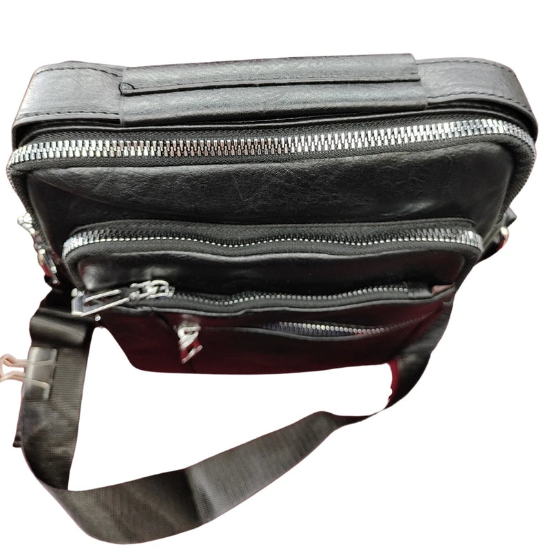 Mochila Bolsa de Couro Impermeável USB Espaçosa Reforçada