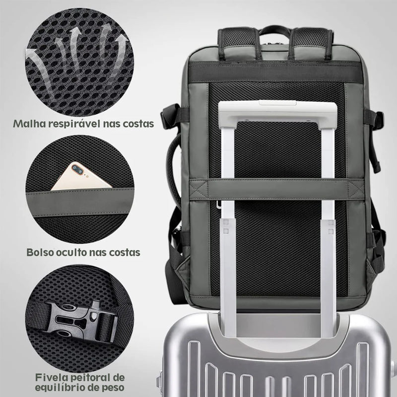 Mochila multifuncional de grande capacidade para laptop com carregamento USB