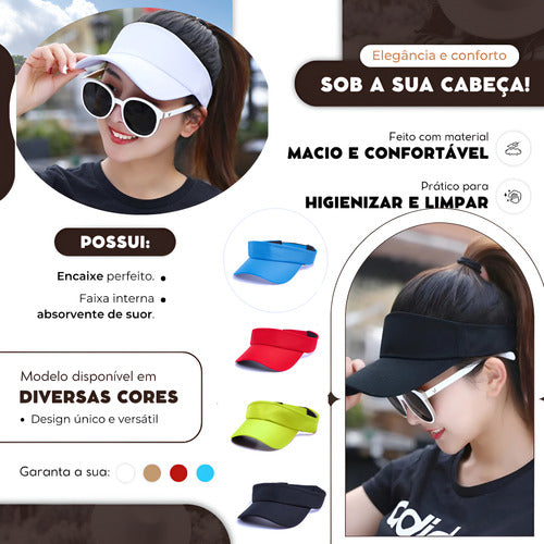 Viseira Sol Praia Verão Esporte Volei Feminina Varias Cores