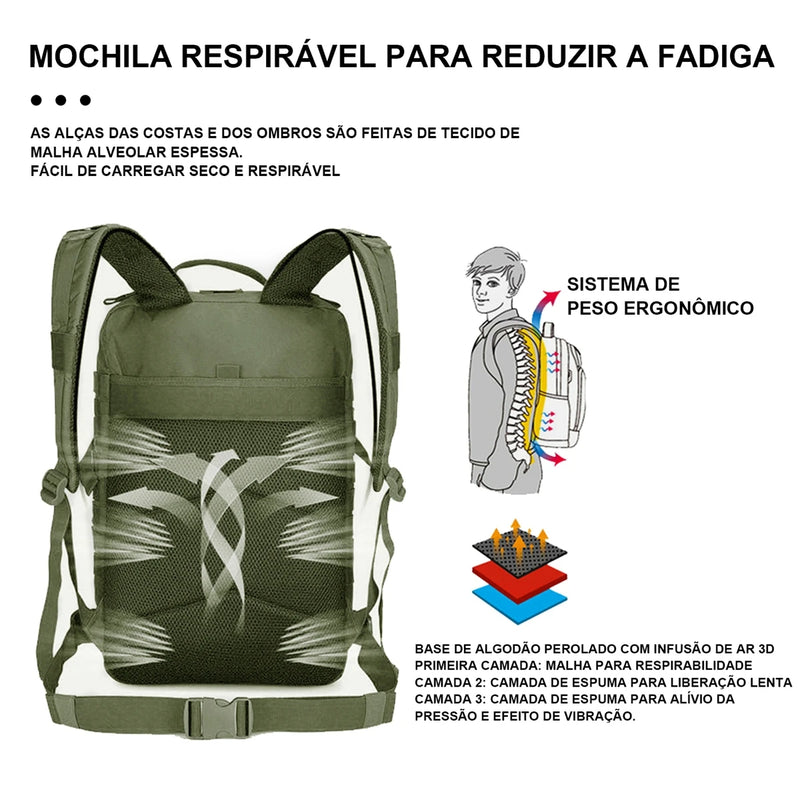 Mochila Tática Ao Ar Livr, Impermeável, Grande Capacidade,para Esportes, Acampamento, Caminhada,50L