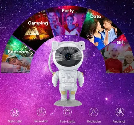 Projetor Luz Noturna Galaxia Astronauta C/ Bluetooth Musica