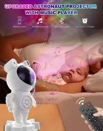 Projetor Luz Noturna Galaxia Astronauta C/ Bluetooth Musica