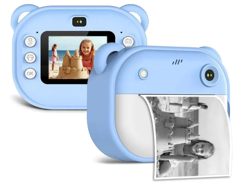 Genérico Câmera Infantil Multifuncional, 20MP 1080P HD, 200 dpi, MP3, Jogos, Zoom 16X, Time Lapse, Recarregável, com Papel de Impressão Azul