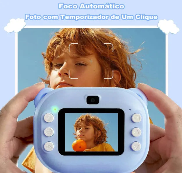 Genérico Câmera Infantil Multifuncional, 20MP 1080P HD, 200 dpi, MP3, Jogos, Zoom 16X, Time Lapse, Recarregável, com Papel de Impressão Azul