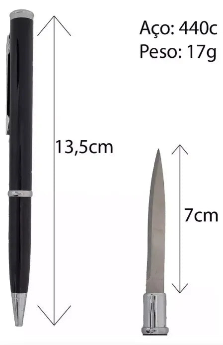 Caneta Faca 2 Em 1 Lâmina Tática Oculta Defesa Pessoal 007