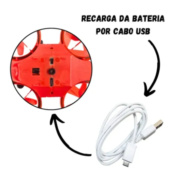 Mini Drone Recarregável Controle Remoto E Sensor - Cor aleatoria