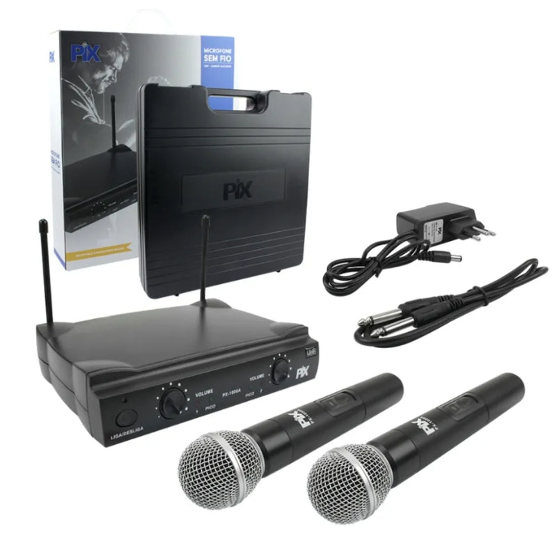 Microfones Profissional Wireless Uhf 60 Metros Com Receptor