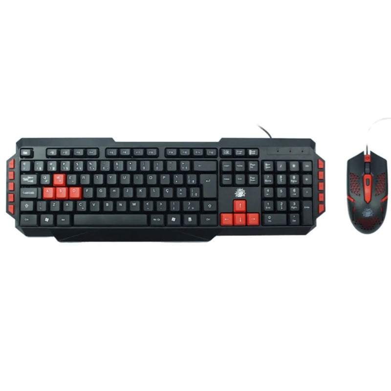 Kit Teclado E Mouse Gamer KG-03R Nemesis Start 2.0 Preto E Vermelho Usb - 5+