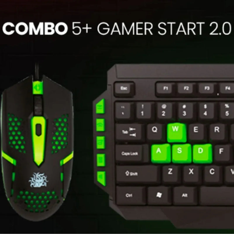 Kit Teclado E Mouse Gamer Nemesis Start 2.0 Preto E Verde Usb - 5+