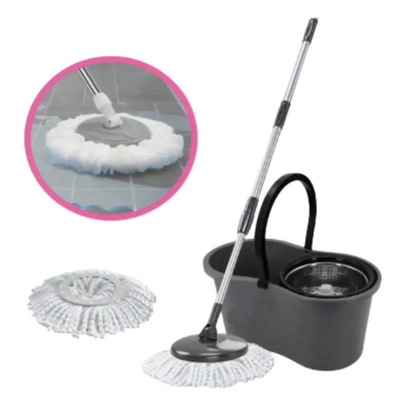 Mop Giratorio Balde 9 Litros Com Cesto Inox Cor Preto  Mop Giratorio Balde 9 Litros Com Cesto Inox Cor Preto