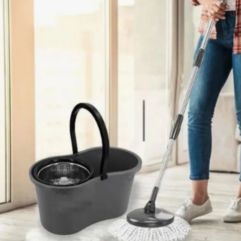 Mop Giratorio Balde 9 Litros Com Cesto Inox Cor Preto  Mop Giratorio Balde 9 Litros Com Cesto Inox Cor Preto
