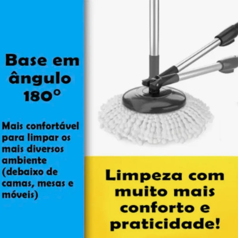 Mop Giratorio Balde 9 Litros Com Cesto Inox Cor Preto  Mop Giratorio Balde 9 Litros Com Cesto Inox Cor Preto