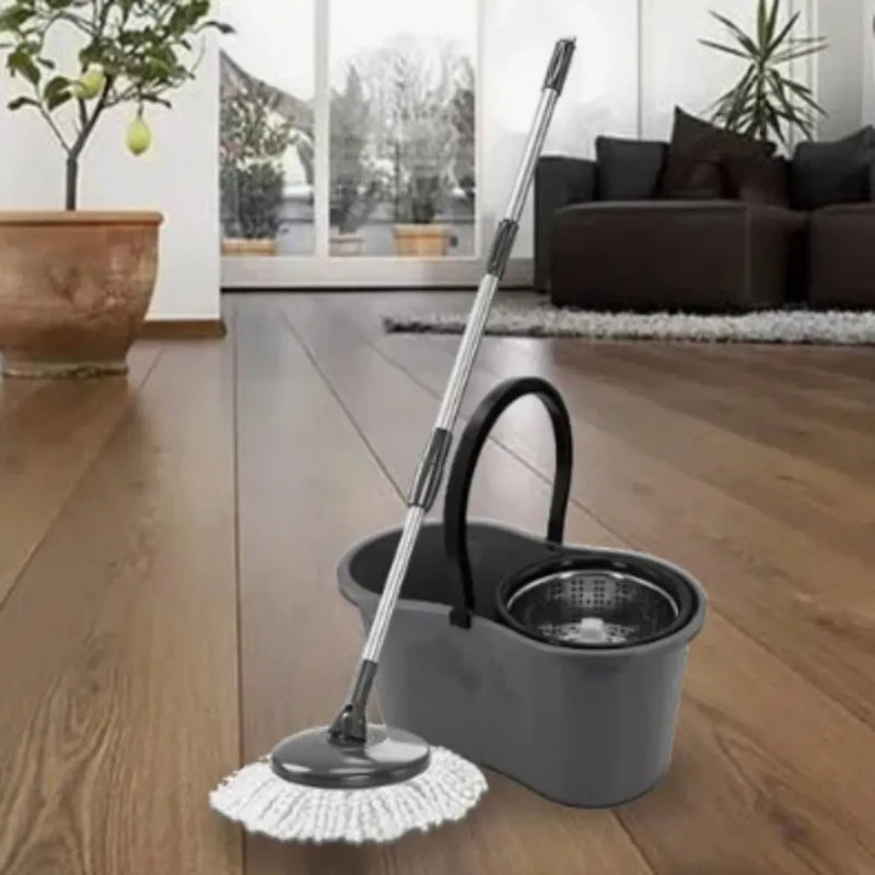 Mop Giratorio Balde 9 Litros Com Cesto Inox Cor Preto  Mop Giratorio Balde 9 Litros Com Cesto Inox Cor Preto