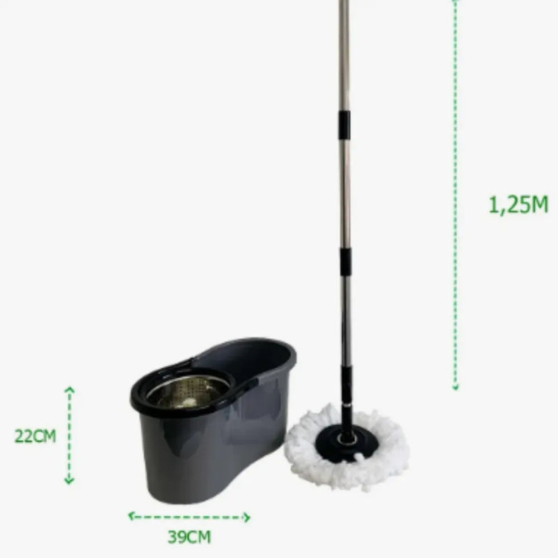 Mop Giratorio Balde 9 Litros Com Cesto Inox Cor Preto  Mop Giratorio Balde 9 Litros Com Cesto Inox Cor Preto